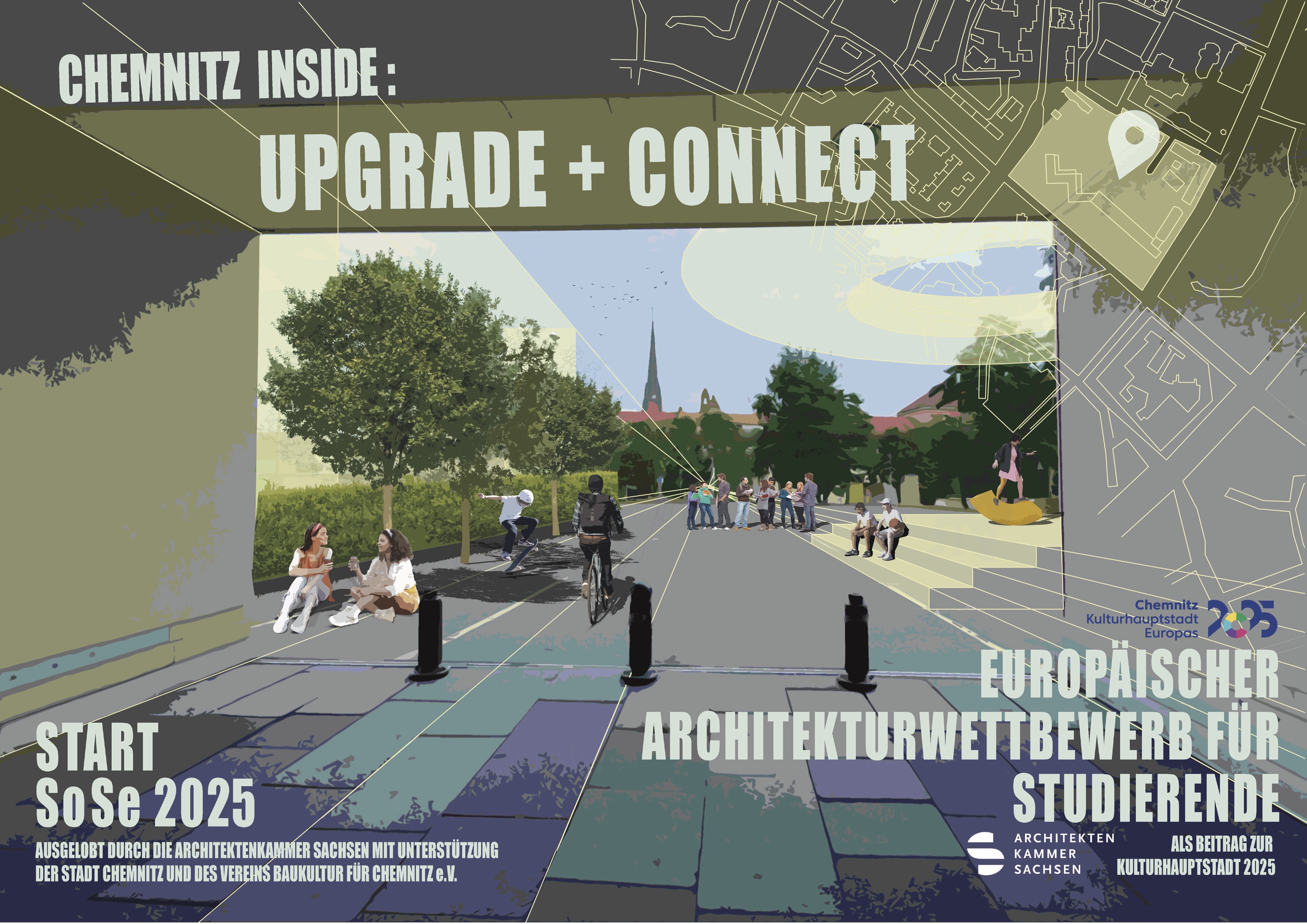 Plakat des Wettbewerbs Chemnitz Inside: Upgrade Connect